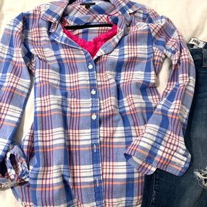 j crew plaid button down size 10